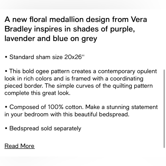 Vera Bradley Rosette Standard Sham - Picture 2 of 2